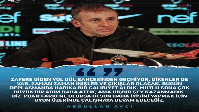 Trabzonspor Teknik Direktörümüz Abdullah Avcı, Galatasaray maçı sonrası açıklamalarda bulundu.